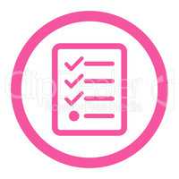 Checklist flat pink color rounded vector icon