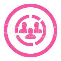 Demography diagram flat pink color rounded vector icon