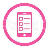 Mobile test flat pink color rounded vector icon