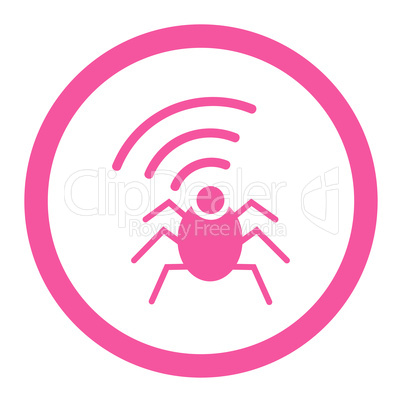 Radio spy bug flat pink color rounded vector icon