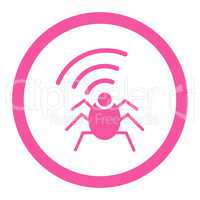 Radio spy bug flat pink color rounded vector icon