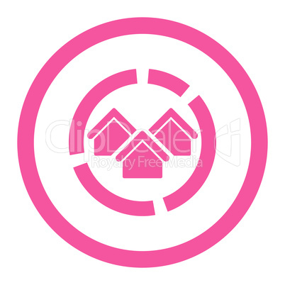 Realty diagram flat pink color rounded vector icon