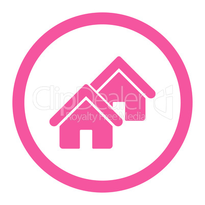 Realty flat pink color rounded vector icon