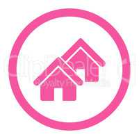 Realty flat pink color rounded vector icon