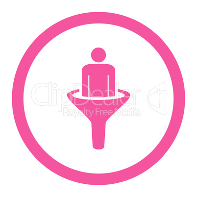 Sales funnel flat pink color rounded vector icon