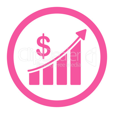 Sales flat pink color rounded vector icon