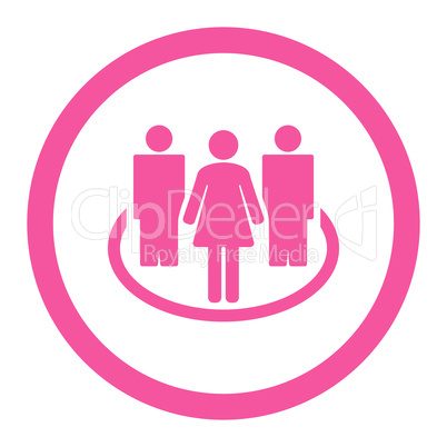 Society flat pink color rounded vector icon