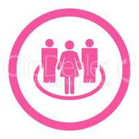 Society flat pink color rounded vector icon
