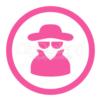 Spy flat pink color rounded vector icon