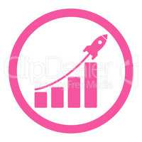 Startup sales flat pink color rounded vector icon