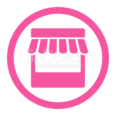 Store flat pink color rounded vector icon