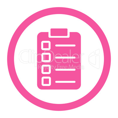 Test task flat pink color rounded vector icon