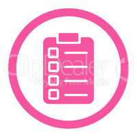 Test task flat pink color rounded vector icon