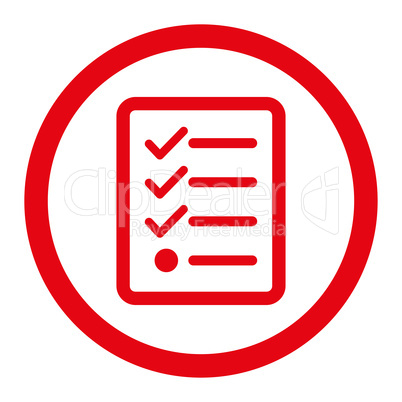 Checklist flat red color rounded vector icon