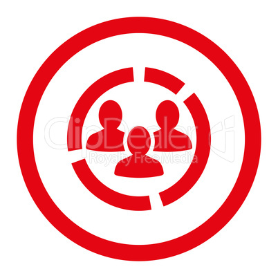 Demography diagram flat red color rounded vector icon