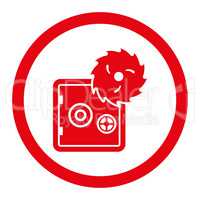 Hacking theft flat red color rounded vector icon