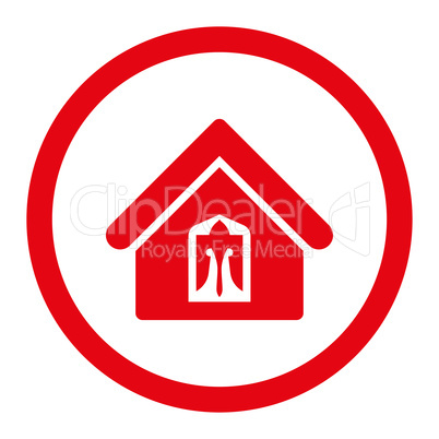 Home flat red color rounded vector icon