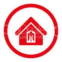 Home flat red color rounded vector icon