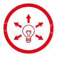 Idea flat red color rounded vector icon