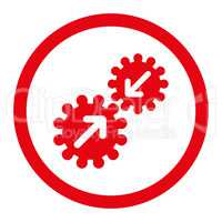Integration flat red color rounded vector icon