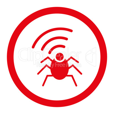 Radio spy bug flat red color rounded vector icon