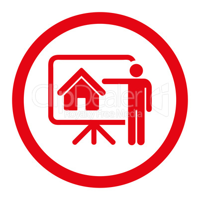 Realtor flat red color rounded vector icon