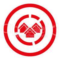 Realty diagram flat red color rounded vector icon