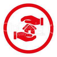 Realty insurance flat red color rounded vector icon