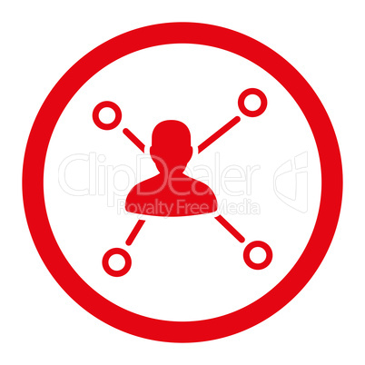 Relations flat red color rounded vector icon