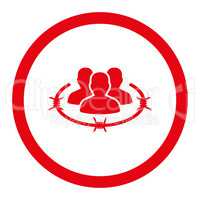 Strict management flat red color rounded vector icon