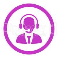 Call center flat violet color rounded vector icon