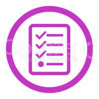 Checklist flat violet color rounded vector icon