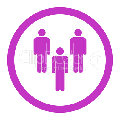 Community flat violet color rounded vector icon