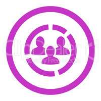 Demography diagram flat violet color rounded vector icon