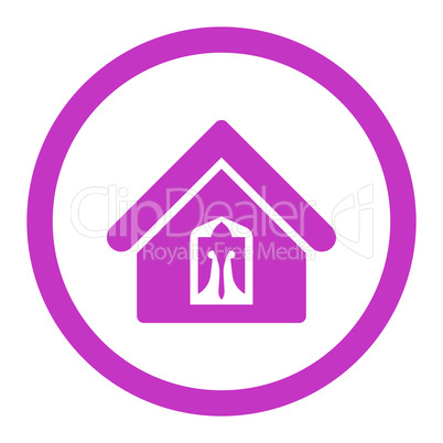 Home flat violet color rounded vector icon