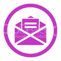 Open mail flat violet color rounded vector icon