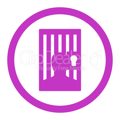 Prison flat violet color rounded vector icon