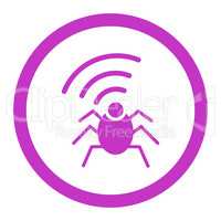 Radio spy bug flat violet color rounded vector icon
