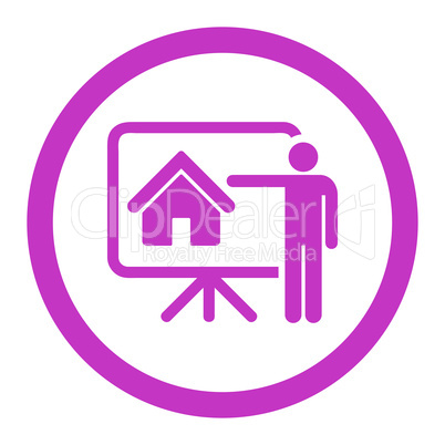 Realtor flat violet color rounded vector icon