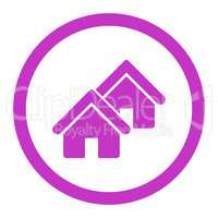 Realty flat violet color rounded vector icon