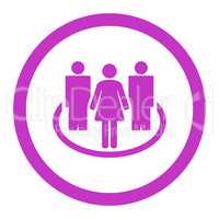 Society flat violet color rounded vector icon