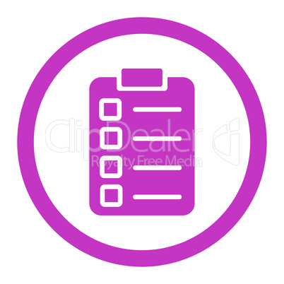 Test task flat violet color rounded vector icon