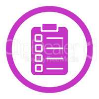 Test task flat violet color rounded vector icon