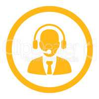 Call center flat yellow color rounded vector icon