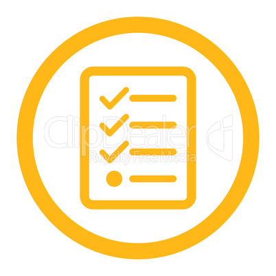 Checklist flat yellow color rounded vector icon