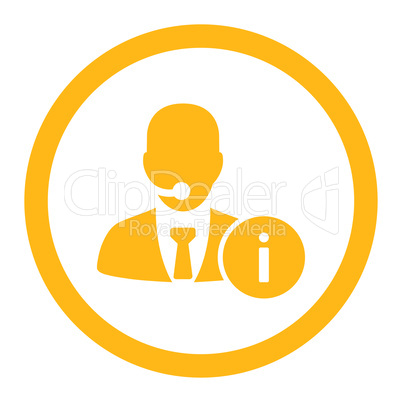 Help desk flat yellow color rounded vector icon