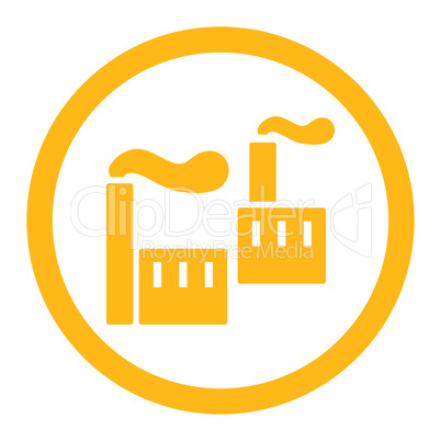 Industry flat yellow color rounded vector icon