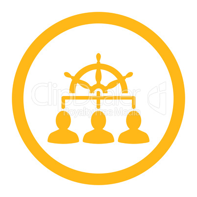 Management flat yellow color rounded vector icon