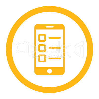 Mobile test flat yellow color rounded vector icon
