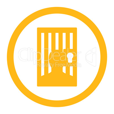 Prison flat yellow color rounded vector icon